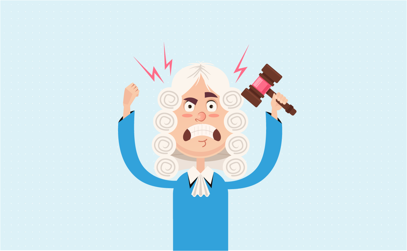 Angry judge with gavel