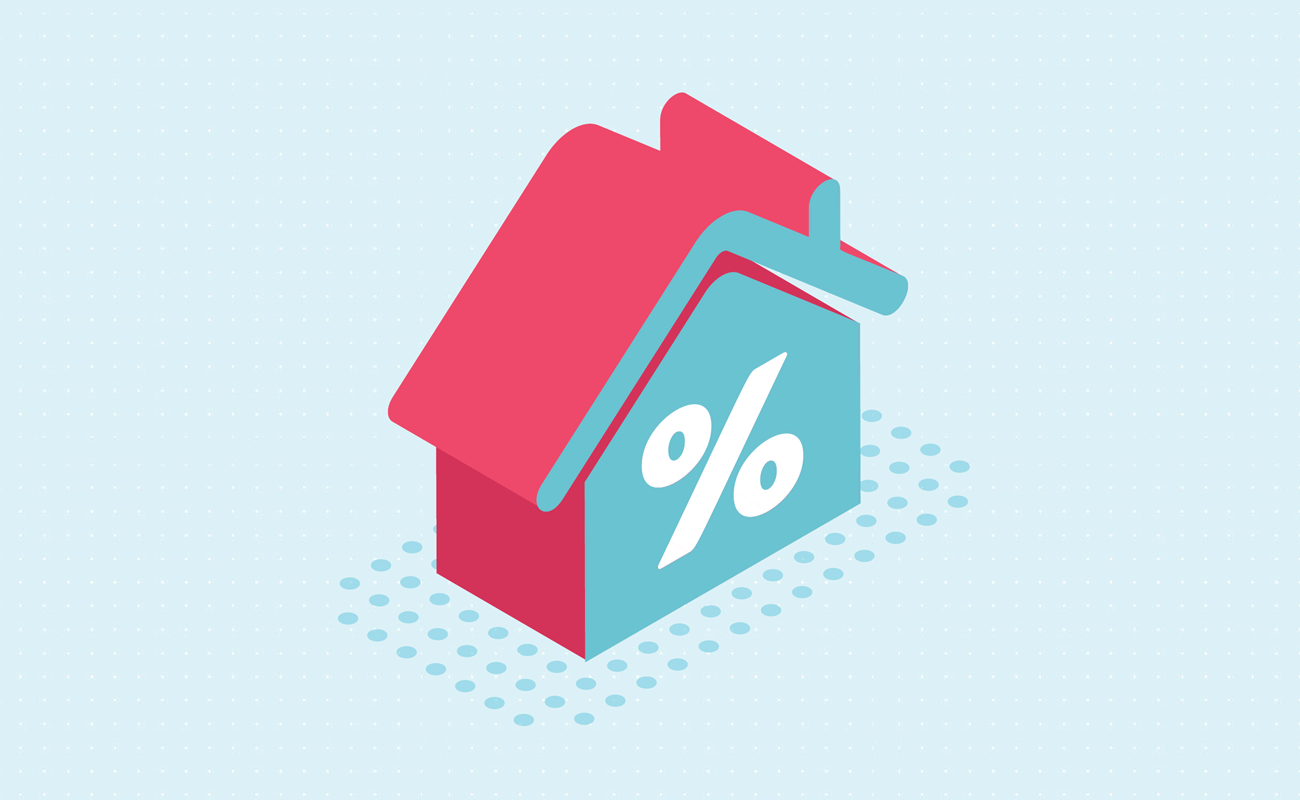 House with percent symbol representing loans
