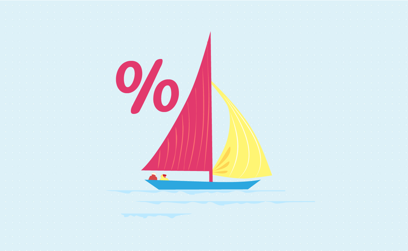 Vector of Stailboat with a Percent Symbol.