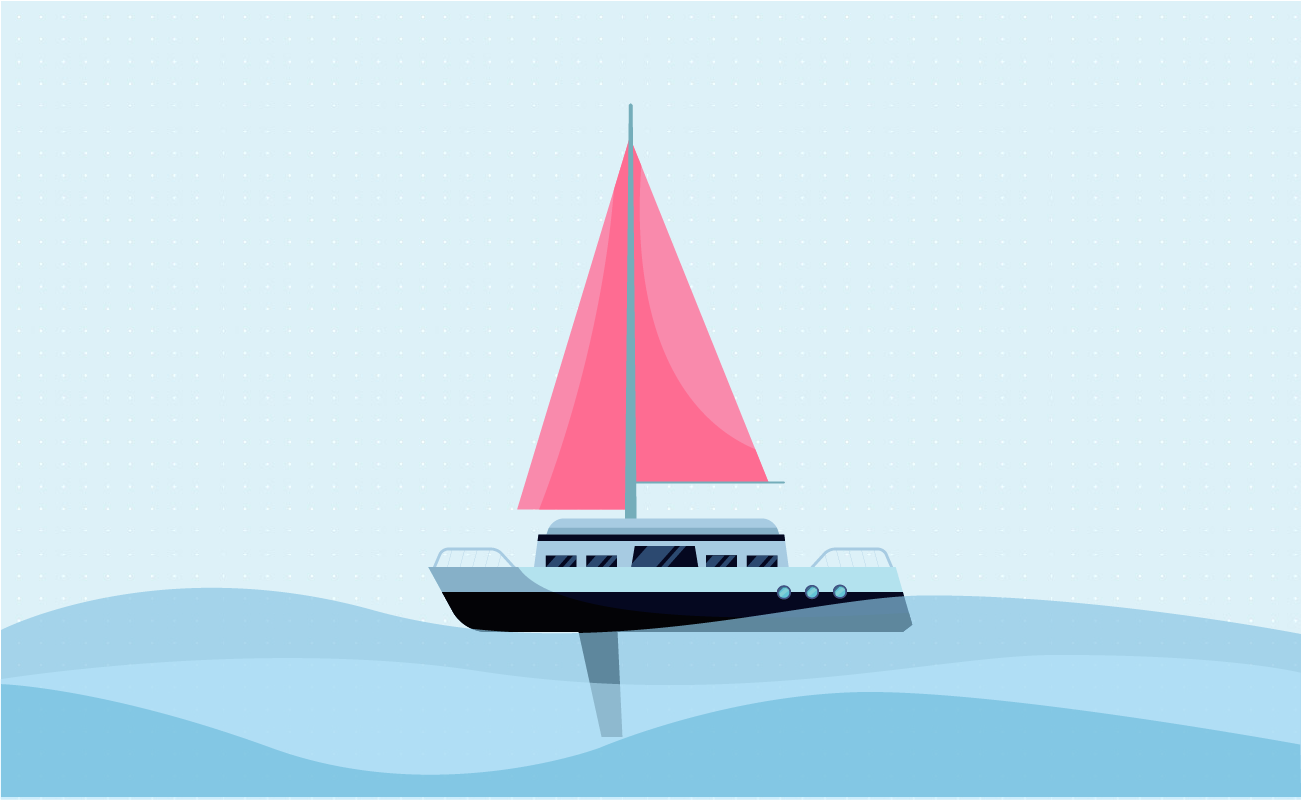 Vector of a sailboat at sea.